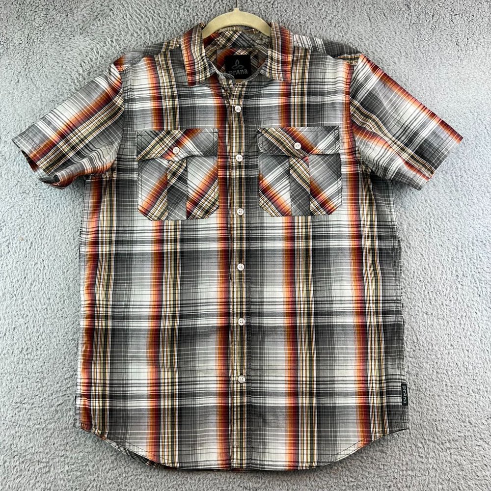 Prana Shirt Mens  Plaid Short Sleeve Button Down small